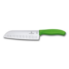 Нож кухонный Victorinox SwissClassic Santoku Fluted 17 cм, зеленый, блистер