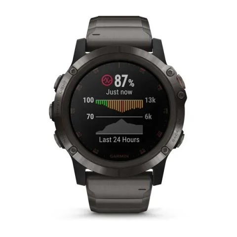 Смарт-годинник Garmin fenix 5X Plus Sapphire сірий титановий DLC з титановим ремінцем