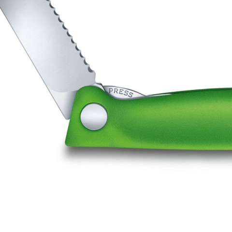 Кухонний ніж Victorinox SwissClassic Foldable Paring лезо 11см хвил. з зел. ручкою (блістер)