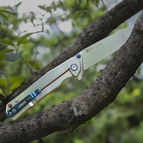 Ніж складаний туристичний Ruike P801-J, (8.6 см) 14C28N /  G10 помаранчевий