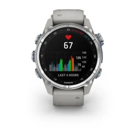 Смарт-годинник Garmin Descent Mk3 (43 мм) із нержавіючої сталі з силіконовим туманно-сірим ремінцем