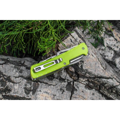 Багатофункціональний ніж Ruike Trekker LD43, (8.5 см) 12C27 / G10 зелений, 15 інстр.