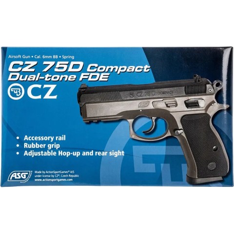 Пистолет страйкбольный ASG CZ 75D Compact Spring, 6 мм fde