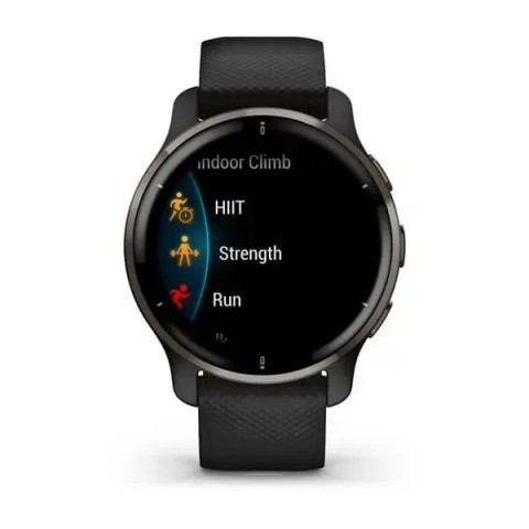Смарт-годинник Garmin Venu 2 Plus чорний з графітовим безелем і силіконовим ремінцем