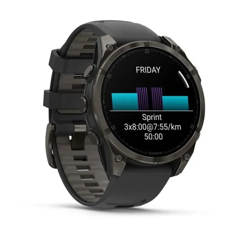 Смарт-годинник Garmin fenix 8 AMOLED (47 мм) Sapphire карбоново-сірий DLC титан чорний/гравійно-сірий