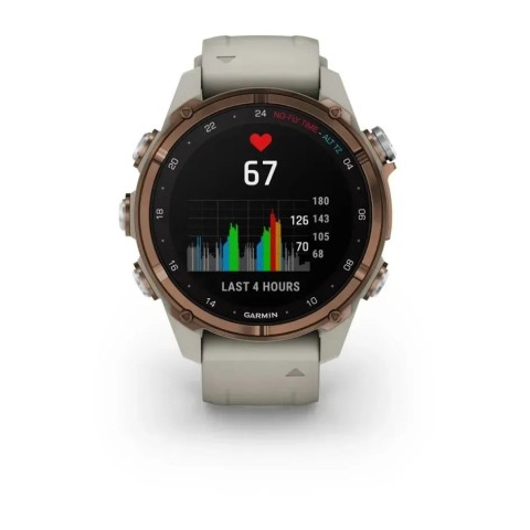 Смарт-годинник Garmin Descent Mk3i (43 мм) бронзовий PVD титановий із силіконовим ремінцем кольору французький сірий і Descent T