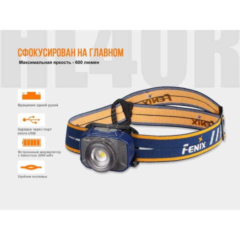 Ліхтар налобний Fenix HL40R Cree XP-LHIV2 LED синій