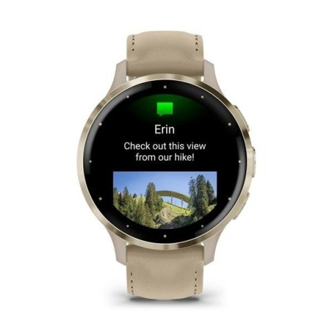 Спортивний годинник Garmin Venu 3S French Gray Soft Gold з шкіряним ремінцем 010-02785-55
