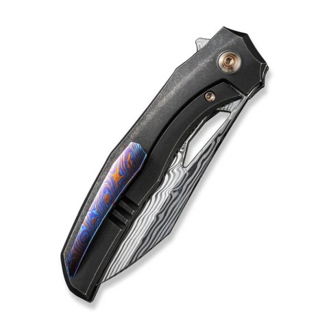 Ніж складаний туристичний WE Knife Ignio Mystery Box Ignio Mystery Box, (8.39 см) Damasteel (Hakkapella) / 6AL4V Titanium чорний