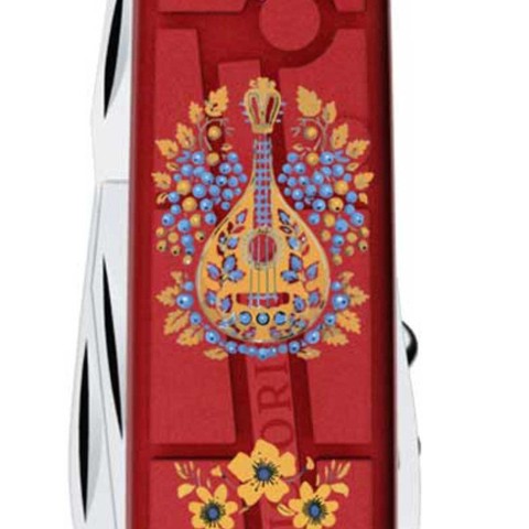 Ніж Victorinox Climber Ukraine 91мм,14функ,черв прозор ,Українські мотиви