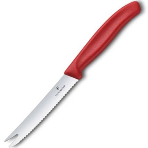 Кухонний ніж Victorinox SwissClassic Cheese&Sausage лезо 11см хвил. з черв. ручкою