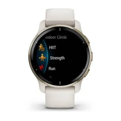 Смарт-годинник Garmin Venu 2 Plus айворі з кремово-золотистим безелем і силіконовим ремінцем