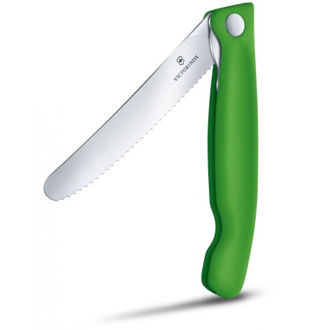 Кухонний ніж Victorinox SwissClassic Foldable Paring лезо 11см хвил. з зел. ручкою (блістер)