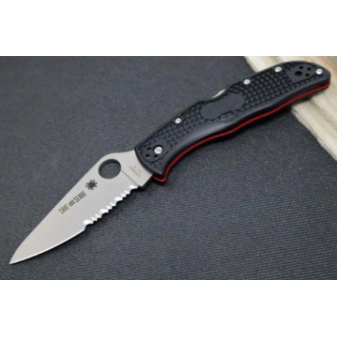 Ніж Spyderco Endela Thin Red Line, полусеррейтор