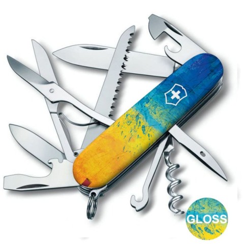 Ніж Victorinox Huntsman Ukraine 91мм,15функ ,Жовто-синій малюнок