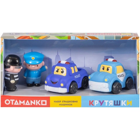 Набір машинок OTAMANKO Крутяшки , 2 шт. з 2 фігурками ляльок (поліцейські машини)