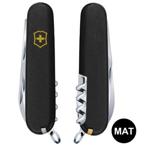 Ніж Victorinox Spartan Mat 91мм,12функ,чорн.мат,штоп,жовт.лого