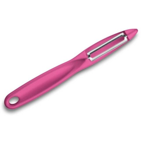Овощечистка универсальная Victorinox, серрейторная двусторонняя РК, розовая