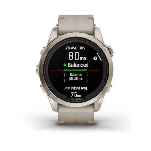 Смарт-годинник Garmin fenix 7S Pro Sapphire Solar Edition ніжно-золотистий зі шкіряним ремінцем кольору вапняка