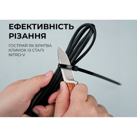 Ніж фіксований тактичний Civivi Mini Elementum, (5.7 см) Nitro-V / Guibourtia Wood
