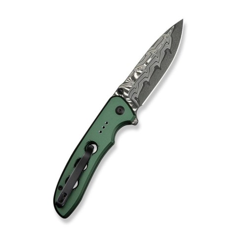 Ніж складаний туристичний Civivi Hyperpulse, (8.9 см) Damascus / Aluminum темно-зелений
