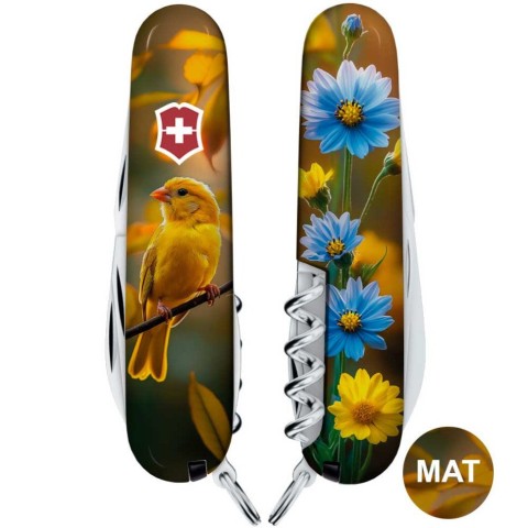 Ніж Victorinox Spartan Ukraine 91мм,13функ ,Золота пташка