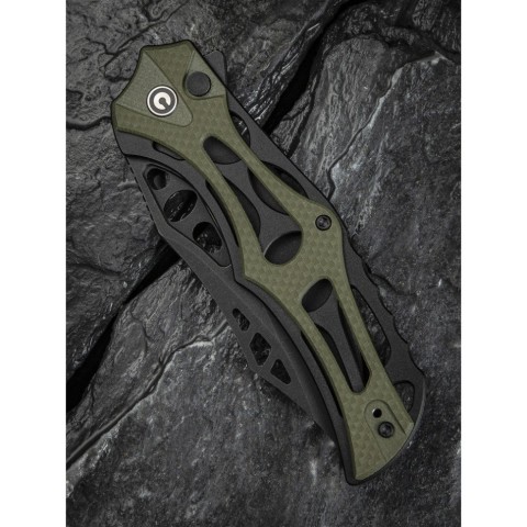 Ніж складаний туристичний Civivi Biophase, (8.9 см) Nitro-V / Aluminum & G10 чорно-зелений