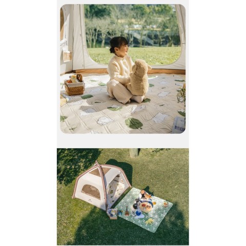 Килимок для пікніка водостійкий Naturehike CNK2350WS010, 210x240 см, світло-салатовий з принтом