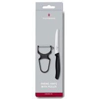 Набір кухонний Victorinox SwissClassic Paring Set 2шт з черв. ручкою (ніж, овочечистка Rapid) у подар.упак.