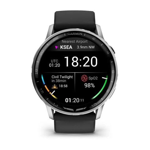 Смарт-годинник Garmin D2 Air X15 сріблястий з чорним силіконовим ремінцем