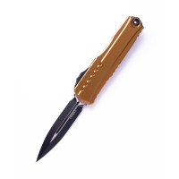 Ніж Microtech Cypher II D/E OTF, чорний клинок, руків'я tan