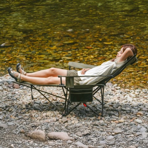 Крісло-шезлонг складане Naturehike CNK2550JJ023 Nightfall T05, сталь, хакі