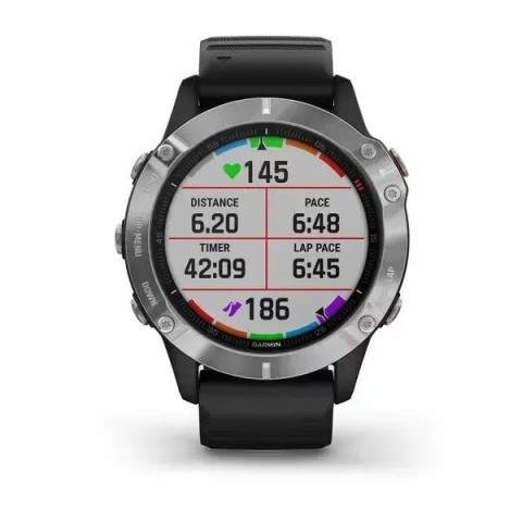 Смарт-годинник Garmin fenix 6 сріблястий з чорним ремінцем