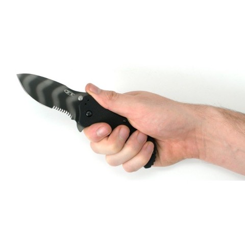 Ніж складний Zero Tolerance FOLDER G-10 BLACK/TIGER STRIPE SERRATED 0350TSST