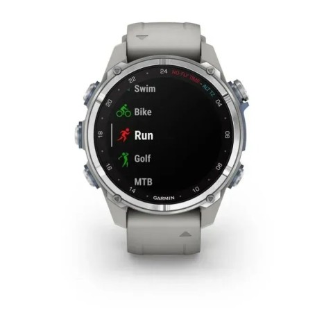 Смарт-годинник Garmin Descent Mk3 (43 мм) із нержавіючої сталі з силіконовим туманно-сірим ремінцем