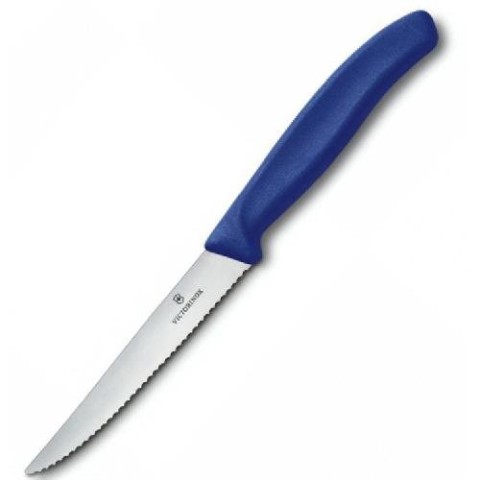 Кухонний ніж Victorinox SwissClassic Steak лезо 11см хвил. з син. ручкою