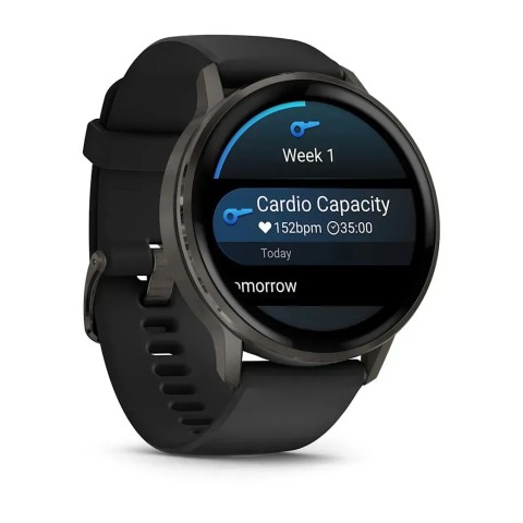 Смарт-годинник Garmin Venu 4 (45 мм) сланцевий з чорним силіконовим ремінцем