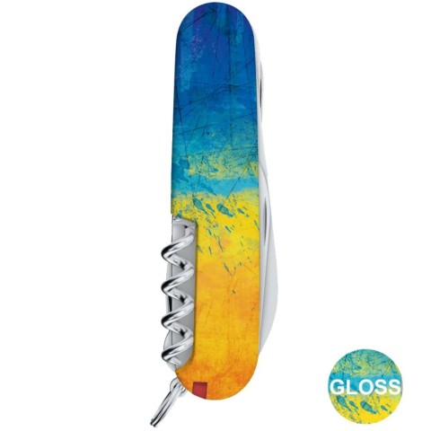 Ніж Victorinox Huntsman Ukraine 91мм,15функ ,Жовто-синій малюнок