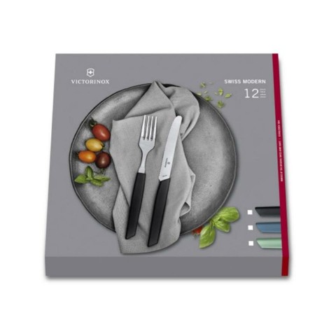 Набір кухонний Victorinox Swiss Modern Table Set 12шт з мятн. ручкою (6 ножів tomato, 6 віделок)
