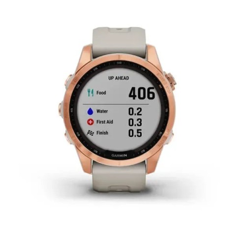 Смарт-годинник Garmin fenix 7S Solar рожево-золотистий зі світло-пісочним ремінцем