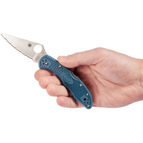 Ніж Spyderco Delica 4, K390, серрейтор blue