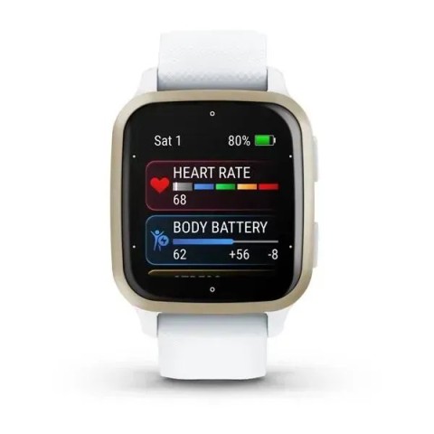 Смарт-годинник Garmin Venu Sq 2 білий з кремово-золотистим безелем