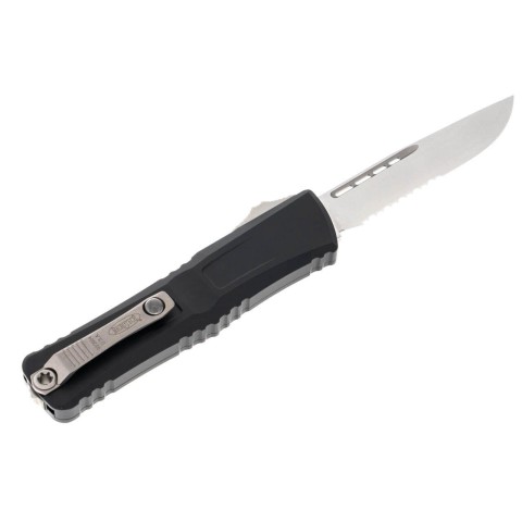 Ніж Microtech Combat Troodon Gen III OTF, stonewash. напівсерретор, чорний