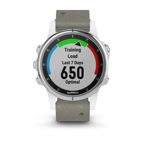 Смарт-годинник Garmin fenix 5S Plus Sapphire білий з сірим замшевим ремінцем