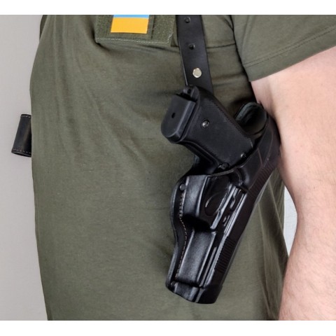 Кобура шкіряна оперативна для Beretta-92FS двостороння + чохол/обойма