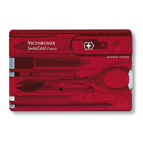 Ніж Victorinox Swisscard 82х54х4мм,10функ,черв.прозор (блістер)