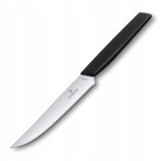 Нож кухонный Victorinox Swiss Modern Steak 12 см, серрейтор, чёрный
