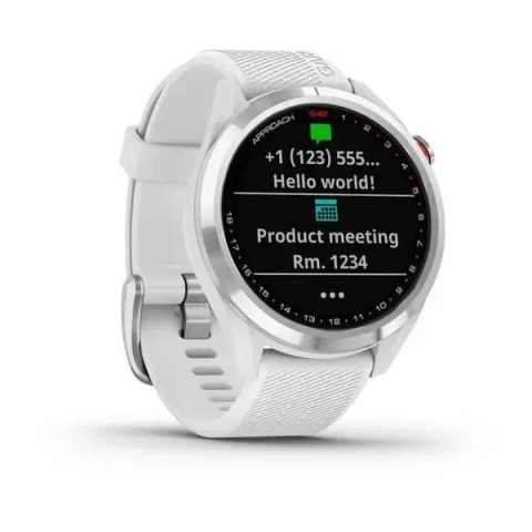 Смарт-часы Garmin Approach S42 полированное серебро с белым ремешком