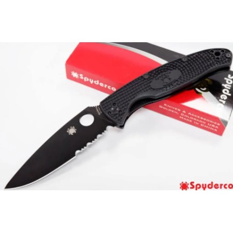 Ніж Spyderco Resilience Black Blade FRN, полусеррейтор