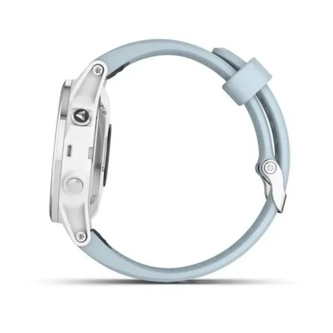 Смарт-годинник Garmin fenix 5S Plus білий з сіро-блакитним ремінцем